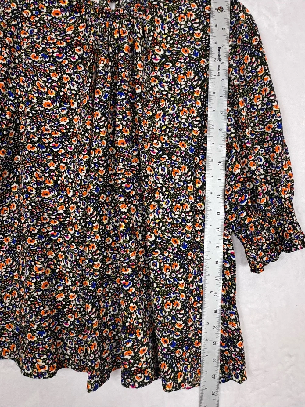 Boden Smocked Detail Printed Floral Top Blouse Eden Bloom US Size 14 Cottage